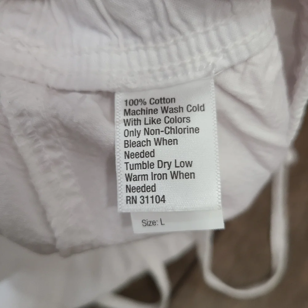 NWT Kim Rogers White 100% Cotton Womens Large Pull On Drawstring Short